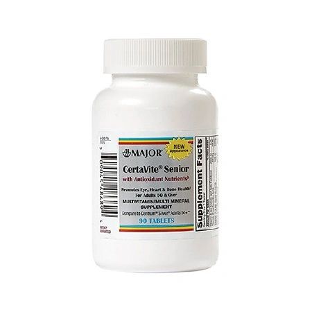 Multivitamin Supplement CertaVite Senior Vitamin A / Ascorbic Acid / Calcium 2500 IU - 220 mg - 60 mg Strength Tablet 60 per bottle , Major 00904548652