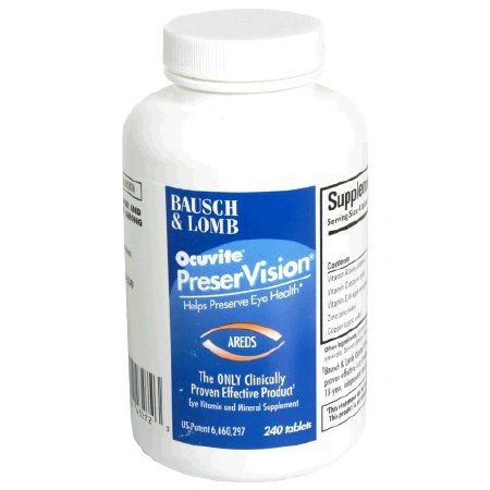 Multivitamin Supplement PreserVision Areds Vitamin A / Vitamin E / Ascorbic Acid 14320 IU - 200 IU - 226 mg Strength Tablet 240 per Bottle , Bausch & Lomb 32420843272