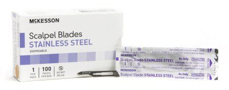 Surgical Blade Stainless Steel No. 15 , Sterile Disposable Individually Wrapped , 100/Box, 10 Box/Case , MC 16-63615