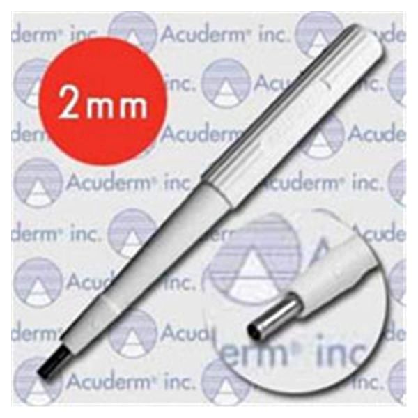 Biopsy Punch Acu-Punch 2mm Ribbed Hollow Handle Stainless Steel Blade Sharp Sterile Disposable 25/Box , Acuderm P225