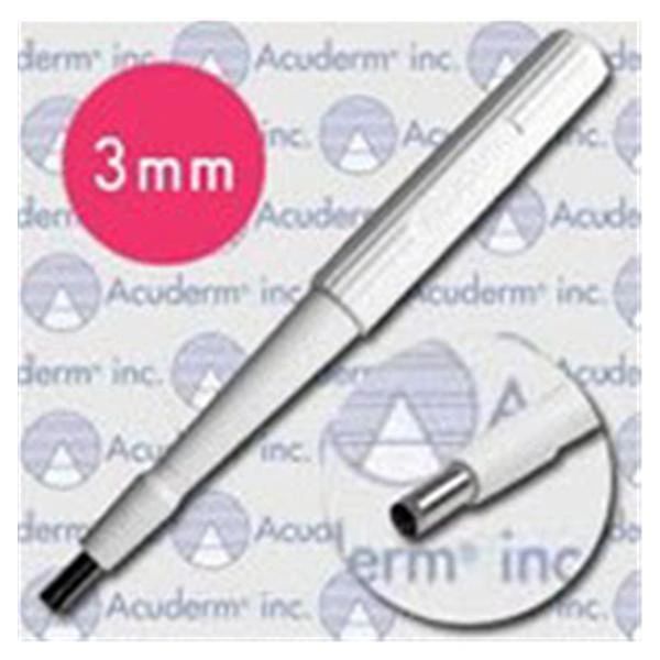 Biopsy Punch Acu-Punch 3mm Ribbed Hollow Handle Stainless Steel Blade Sharp Sterile Disposable 50/Box , Accuderm P350