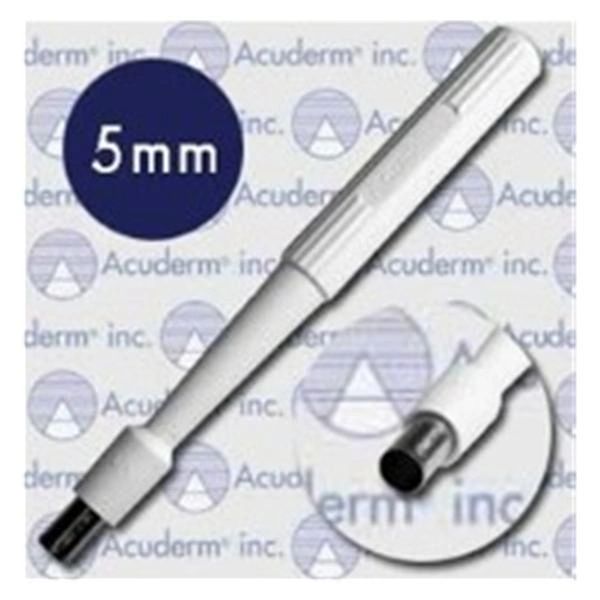 Biopsy Punch Dermal Acu-Punch 5mm Ribbed Hollow Handle Stainless Steel Blade Sharp Sterile Disposable 25/Package , Acuderm P525