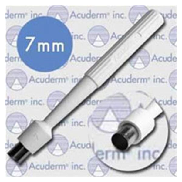 Biopsy Punch Dermal Acu-Punch 7mm Ribbed Hollow Handle Stainless Steel Blade Sharp Sterile Disposable 50/Box , Acuderm P750