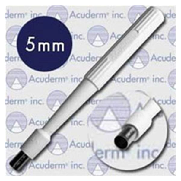 Biopsy Punch Dermal Acu-Punch 5mm Ribbed Hollow Handle Stainless Steel Blade Sharp Sterile Disposable 50/Box , Acuderm P550