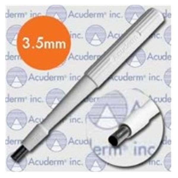 Biopsy Punch Dermal Acu-Punch 3.5mm Ribbed Hollow Handle Stainless Steel Blade Sharp Sterile Disposable 25/Box , Acuderm P3525