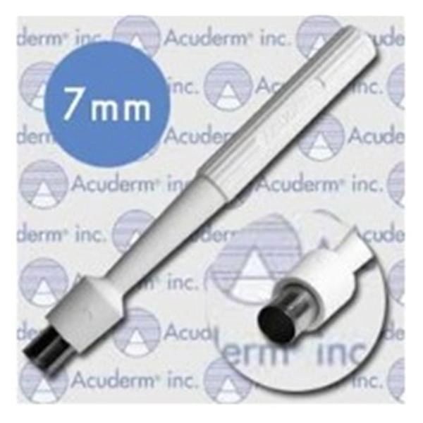 Biopsy Punch Dermal Acu-Punch 7mm Ribbed Hollow Handle Stainless Steel Blade Sharp Sterile Disposable 25/Box , Acuderm P725