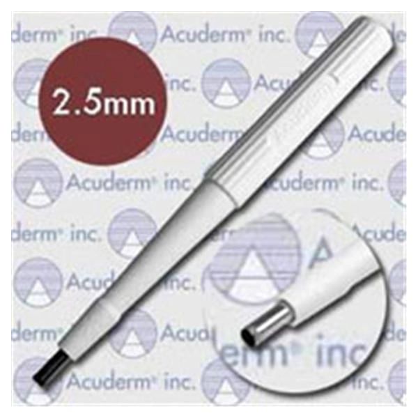 Biopsy Punch Dermal Acu-Punch 2.5mm Ribbed Hollow Handle Stainless Steel Blade Sharp Sterile Disposable 50/Box , Acuderm P2550