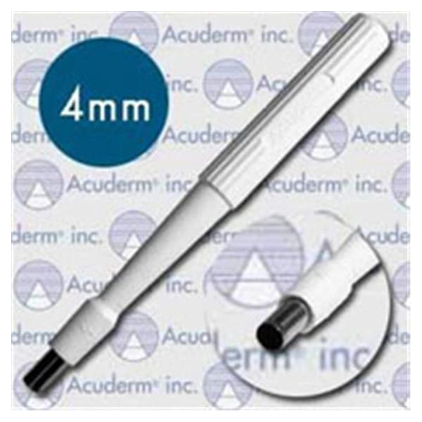 Biopsy Punch Dermal Acu-Punch 4mm Ribbed Hollow Handle Stainless Steel Blade Sharp Sterile Disposable 25/Box , Acuderm P425