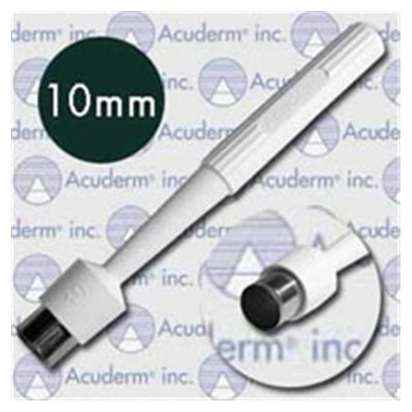 Biopsy Punch Dermal Acu-Punch 10mm Ribbed Hollow Handle Stainless Steel Blade Sharp Sterile Disposable 50/Box , Acuderm P-1050