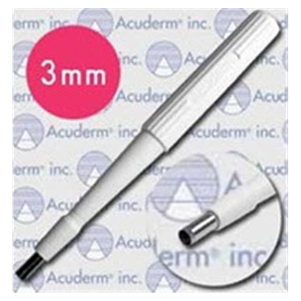 Biopsy Punch Dermal Acu-Punch 3mm Ribbed Hollow Handle Stainless Steel Blade Sharp Sterile Disposable 25/Box , Acuderm P325