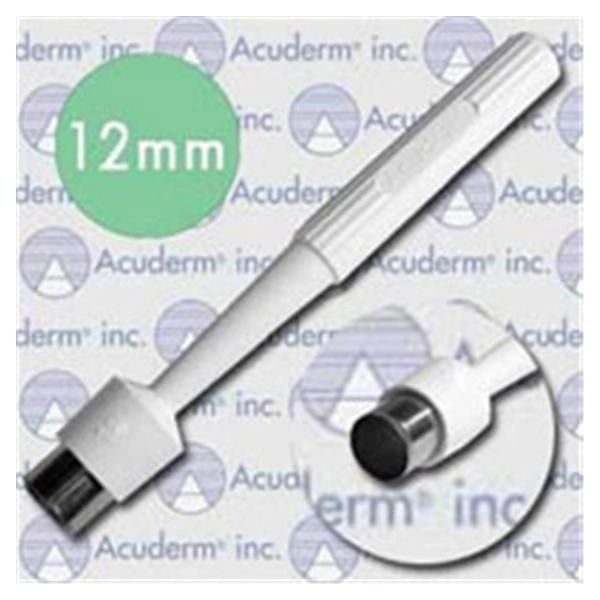 Biopsy Punch Dermal Acu-Punch 12mm Ribbed Hollow Handle Stainless Steel Blade Sharp Sterile Disposable 50/Box , Acuderm P1250