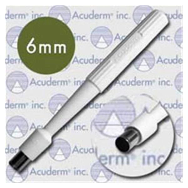 Biopsy Punch Dermal Acu-Punch 6mm Ribbed Hollow Handle Stainless Steel Blade Sharp Sterile Disposable 25/Box , Acuderm P625