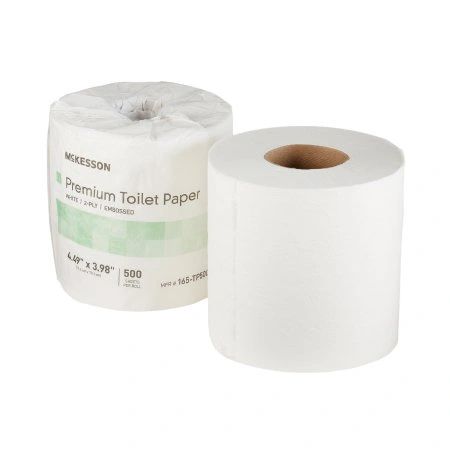 Toilet Tissue Premium White 2-Ply Standard Size Cored Roll 500 Sheets 4 x 4-1/2 Inch , 80/Case , MC 165-TP500P