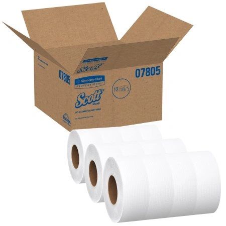 Toilet Tissue Scott Essential JRT White 2-Ply Jumbo Size Cored Roll Continuous Sheet 3-11/20 Inch X 1000 Foot , 12 Roll/Case ,Kimberly Clark 07805