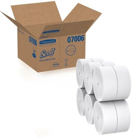 Toilet Tissue Scott Essential Coreless JRT White 2-Ply Jumbo Size Coreless Roll Continuous Sheet 3-3/4 Inch X 1150 Foot , 12/Case , Kimberly Clark 07006