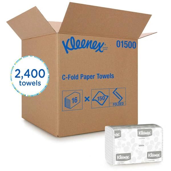 Kleenex C-Fold Towel 10.1 in x 13.2 in White 2400/Case , Kimberly Clark 01500