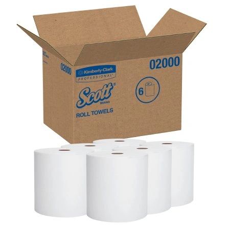 Scott Hard Towel Roll Paper 8 in x 950 Feet White 6Rl/Case , Kimberly Clark 02000