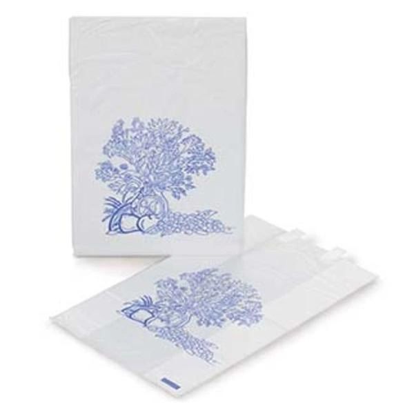 Bag Bedside HDPE 7x11-1/2x3-1/2" White/Blue Floral 1qt Reusable 2000/Case , Medegen 50-45