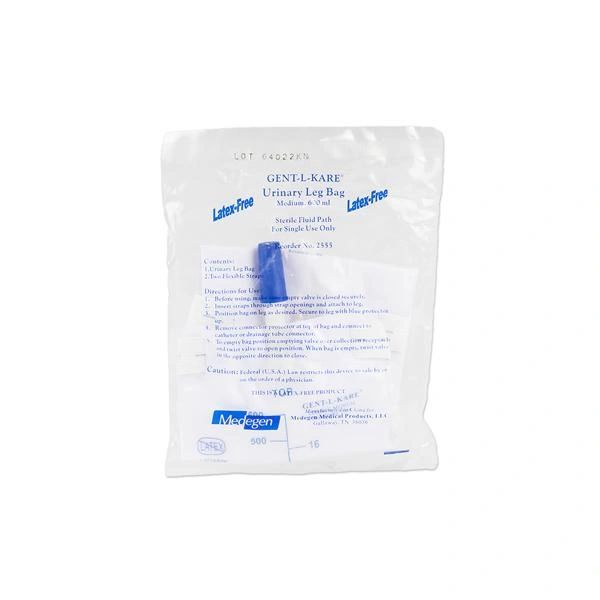 Leg Bag Gentle-L-Care 600mL Medium Urinary Disposable , 50/Case , Medegen 2555