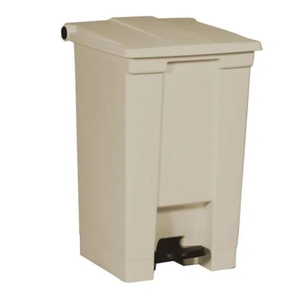 Trash Can Plastic 15.94x16-1/2x24-1/2" Rectangle 12gal Step-On Pedal Integrated Lid Self-Closing Beige , Rubbermaid FG614400BEIG