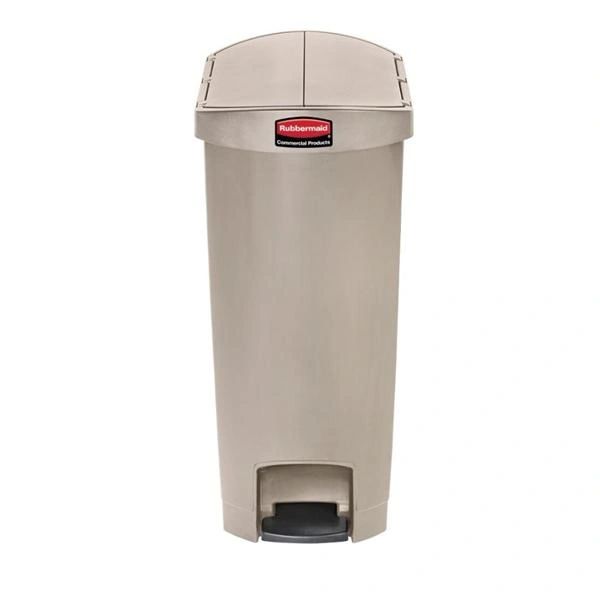 Trash Can Slim Jim Resin/Smooth Finish 13gal Step-On Pedal Self-Closing Beige Each , Rubbermaid - 428162