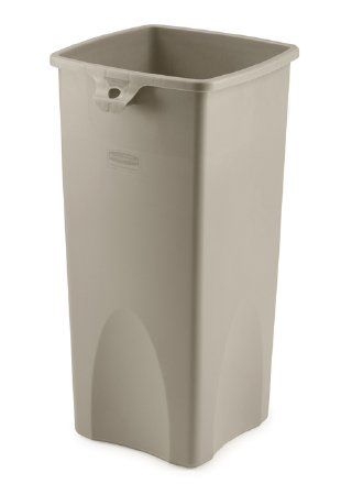 Trash Can Untouchable 23 gal. Square Beige LLDPE Open Top , Rubbermaid FG356988BEIG