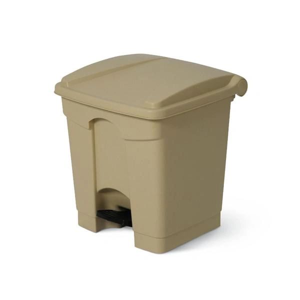 Trash Can Plastic Rectangle 8gal Step-On Pedal Lid Self-Closing Beige Each , CCJ8BE