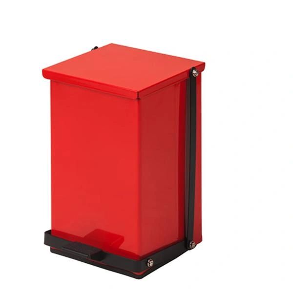 Trash Can Steel/Enamel Finish X-Wide 13-1/4x12x16-1/2" Square 6gal Step-On Pedal Full-Width Hinge Lid Ultra-Durable Self-Closing Premium Red , Clinton TP-24R