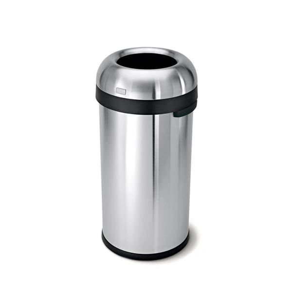 Trash Can Brushed Stainless Steel Bullet Round 15.8gal Lift-Off Swing Lid With Side Handles , SimpleHuman CW1407