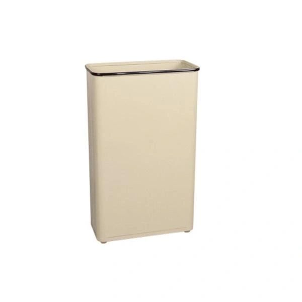 Trash Can Powder-Coated Steel Tall 21x30x11" Rectangle/Raised Bottom 24gal No Lid Almond 3/Package , Rubbermaid - FGWB96RAL