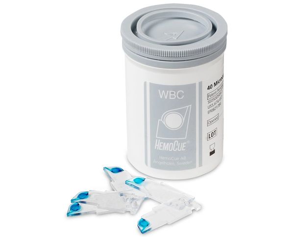 HemoCue WBC Microcuvettes Total White Blood Cell Count For use with HemoCue WBC System 10 μL , 4X40/Pack , Hemocue 113003