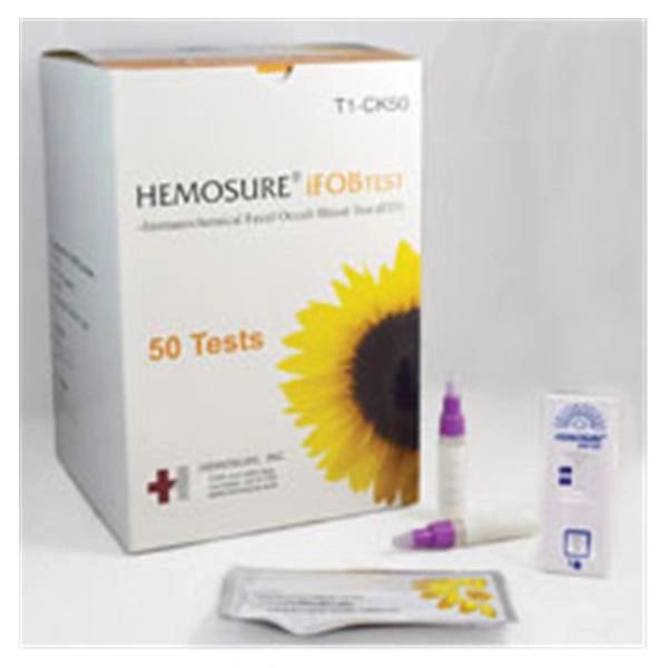 Hemosure iFOB: Immunological Fecal Occult Blood Test Kit CLIA Waived 50/Box , 10 Box/Case , Hemosure T1-CK50