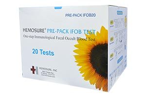 Hemosure Test Cassettes and Home Kit Mailers Prepacked with 1 Collection Tube Inside, 20 test/bx , 10 Box/Case , Hemosure PRE-PACK IFOB20