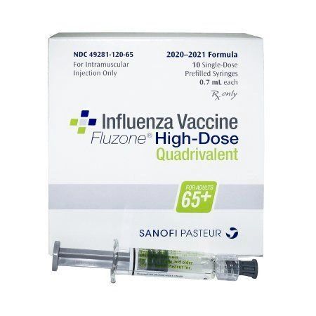 Fluzone High-Dose 2020 - 2021 Flu Vaccine 180 mcg / 0.7 mL Indicated For People 65 Years of Age and Above Prefilled Syringe 0.7 mL , Sanofi Pasteur 49281012065