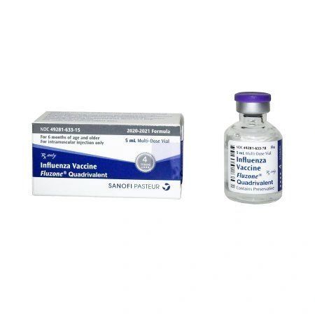 Fluzone Quadrivalent 2020 - 2021 Flu Vaccine 60 mcg / 0.5 mL Indicated For People 6 Months of Age and Above Multiple Dose Vial 5 mL , Sanofi Pasteur 49281063315