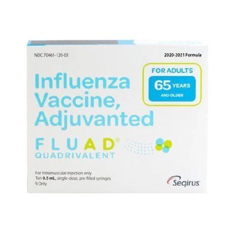 FLUAD 2020 - 2021 Flu Vaccine, Adjuvanted 45 mcg / 0.5 mL Indicated For People 65 Years of Age and Above Prefilled Syringe 0.5 mL , Seqirus 70461012003