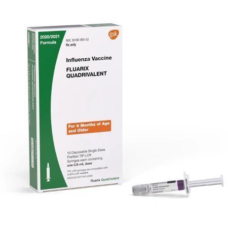 Fluarix Quadrivalent 2020 - 2021 Flu Vaccine 60 mcg / 0.5 mL Indicated For People 6 Months of Age and Above Prefilled Syringe 0.5 mL , Glaxo Smith Kline 58160088552