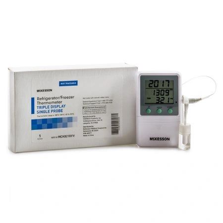 Digital Refrigerator / Freezer Thermometer with Alarm Fahrenheit / Celsius -58° to +158°F (-50° to +70°C) Glycol Bottle Probe Multiple Mounting Options Battery Operated , MC MCK821RFV