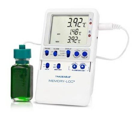 Refrigerator / Freezer Temperature Data Logger with Alarm Traceable Memory-Loc Fahrenheit / Celsius -58° to +158°F (-50° to +70°C) Glycol Bottle Probe Multiple Mounting Options Battery Operated , Control 6440