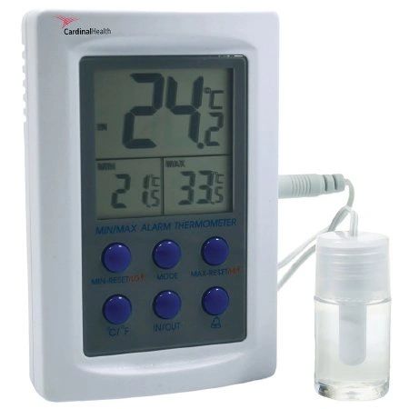 Digital Refrigerator / Freezer Thermometer with Alarm Fahrenheit / Celsius -58° to +158°F (-50° to +70°C) Bottle Probe Desk / Wall / Door Mount Battery Operated , Cardinal CH2960-4