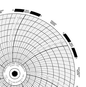 7-Day Temperature Recording Chart Pressure Sensitive Paper 6 Inch Diameter Blue Grid , 00960831