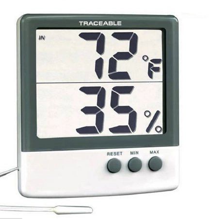 Thermometer Laboratory Traceable Hi-Lo -50 to 70C/-58 to 158F Triple Digital Display Bottle Probe , Marketlab - 4011