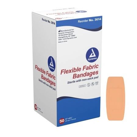 Bandage Fabric 2x4.5" Non-Adherent Island Pad Flexible Sterile Not Made With Natural Rubber Latex Disposable Flesh 50/Box, 24 BX/Case , Dynarex 3614