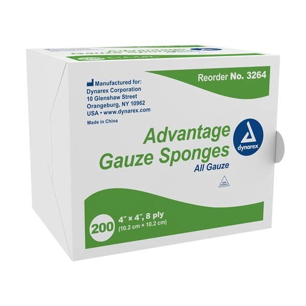 Sponge Gauze IrriSept OR 100% Cotton 4x4" 8 Ply Highly Absorbent Non-Sterile , Disposable 4000/Case , Dynarex 3264