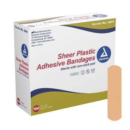 Adhesive Strip Dynarex 3/4 X 3 Inch Plastic Rectangle Tan Sterile , 100/Box , 24 Box/Case , Dynarex 3601