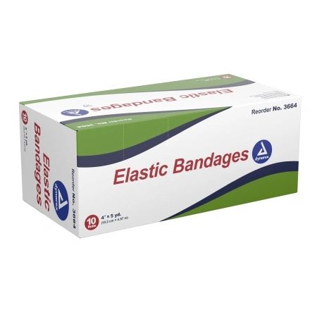 Elastic Bandage 4"x4.5yd Stretch Tan Disposable 2 Clip Closure 10/Box , 5 Box/Case , Dynarex 3664