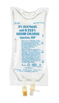 Caloric Agent Dextrose / Sodium Chloride, Preservative Free 5% - 0.225% Intravenous IV Solution Flexible Bag 250 mL , 24/Case , Hospira 792402