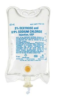 Caloric Agent Dextrose / Sodium Chloride, Preservative Free 5% - 0.9% Intravenous IV Solution Flexible Bag 500 mL , 24/Case , Hospira 794103