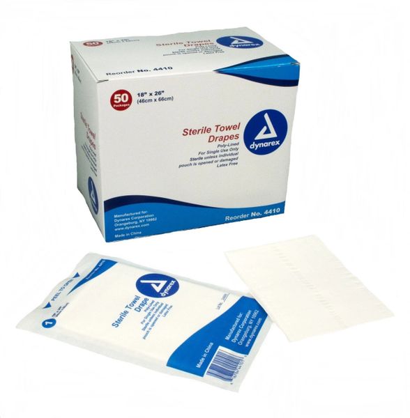 Drape Minor Procedure Tissue/Poly/Tissue Blue 18x26" Disposable 3-Ply Sterile 300/Case , Dynarex 4410