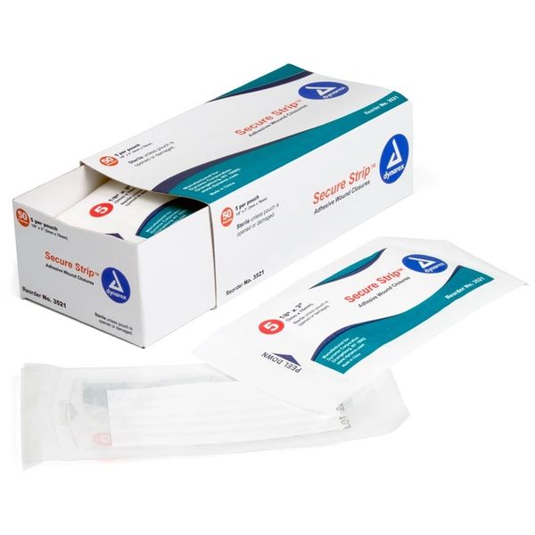 Closure Skin Secure Strip 1/8x3" Sterile Disposable 5x50/Box, 4 BX/Case , Dynarex 3521